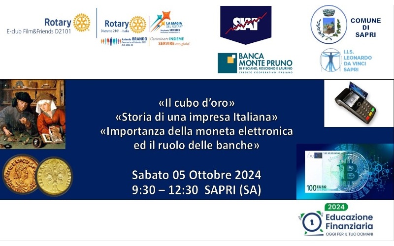 'Dalla moneta aurea a quella elettronica', 'L'importanza della moneta elettronica ed il ruolo delle banche' e 'Storia di una impresa italiana'